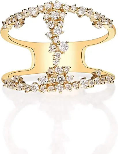 Gin & Grace 14K Yellow Gold Diamond (SI1) Statement Ring (Size 7) for Women Jewelry Gifts