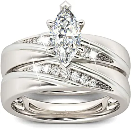 JEULIA Wedding Rings Engagement Rings for Women Anniversary Promise Ring Bridal Sets 925 Sterling Silver with 1.6 ct Primary Stone+ 0.32 ct Side Stone