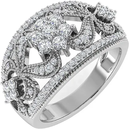 1 Carat Diamond Fashion Wedding Band Ring in 10K Gold