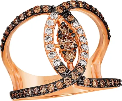 1 Carat Chocolate and White Diamond Ombre Interlocking Statement Ring for Women in 14k Rose Gold (VS2-SI1, cttw) Promise Anniversary Ring Size 7 by LeVian